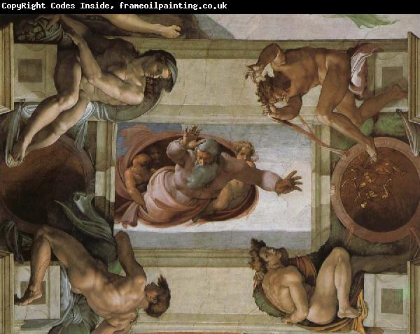 Michelangelo Buonarroti God separates the waters and the country and blesses its work,
